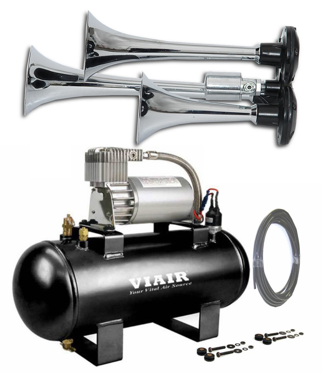Train Style Triple Trumpet Air Horn with Viair 275c Compressor 1.5