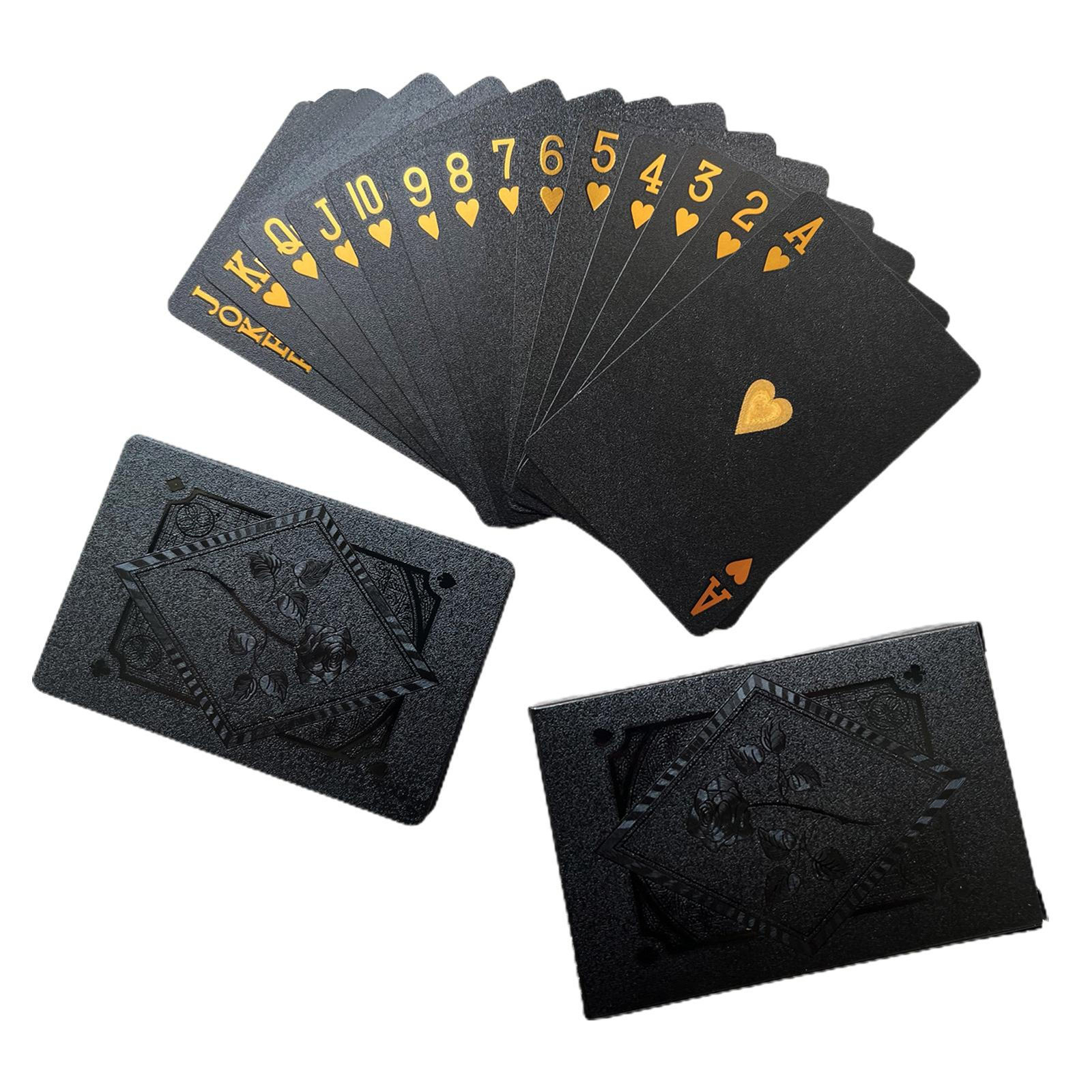NEW Black Gold and Silver Foil Waterproof Plastic Playing Poker Deck Game Cards