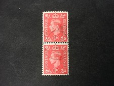 GB 1941 SG486 KING GEORGE VI 1D PALE SCARLET RED - USED KGVI PAIR