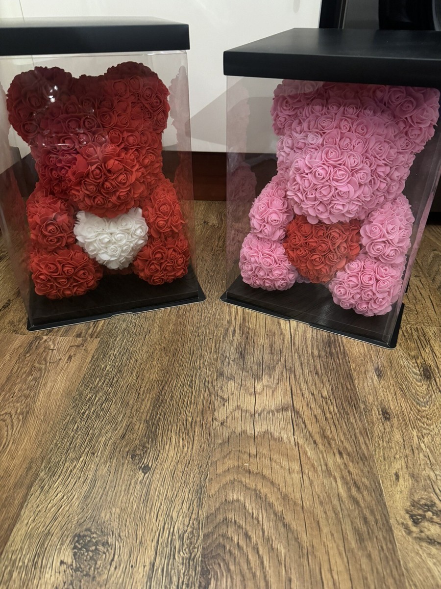 Foam Rose Bear Flower Teddy Birthday Valentine Lovers Gifts For Her Grey  25cm