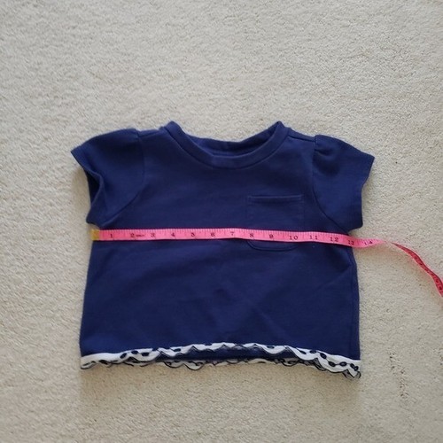 Janie and Jack Girls' Navy French Terry Short Sleeve Shirt With Eyelet Trim sz5 - Picture 5 of 9