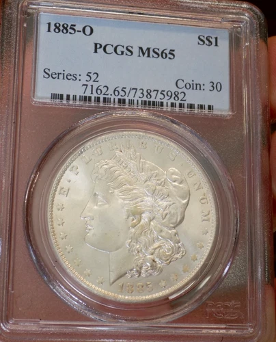 MORGAN SILVER DOLLAR 1885 O PCGS MS65+++ OLDER HOLDER UNDER GRADE BLAST WHITE