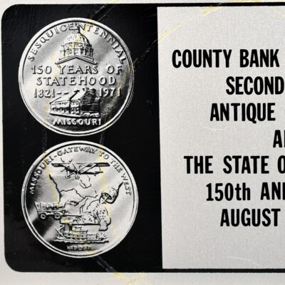 1971 St Charles County Bank Antique Car Show Missouri State Anniversary Plaque