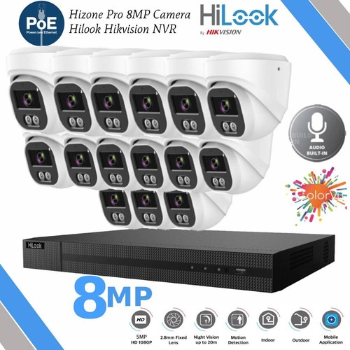 8MP HIKVISION CCTV 8MP 4K NVR COLORVU IP POE OUTDOOR AUDIO MIC CAMERA SYSTEM KIT - Afbeelding 36 van 45