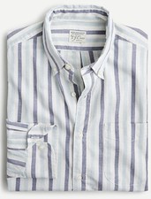 NWT J Crew Mens Slim Stretch Secret Wash Cotton Poplin Stripe Shirt M Medium