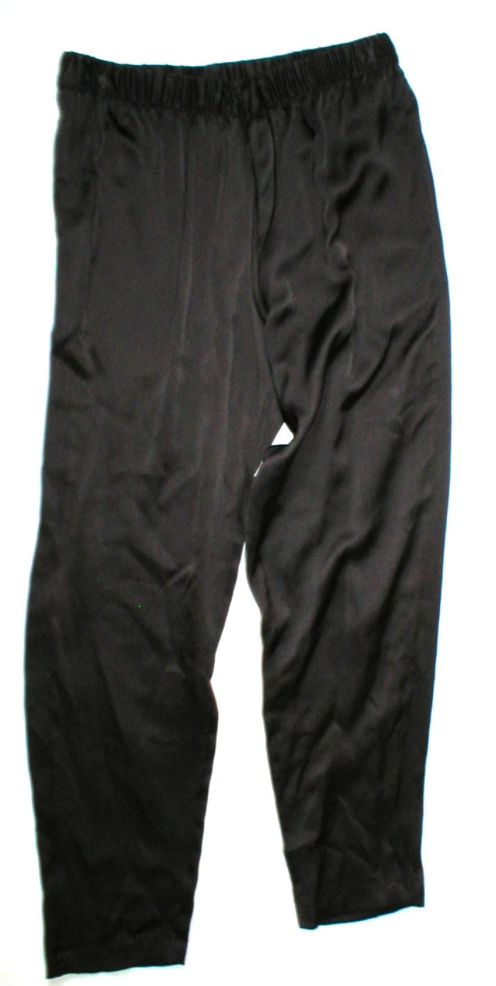 New NWT $195 Small Designer Josie Natori Silk Pants Dark Brown Key Crop Capri