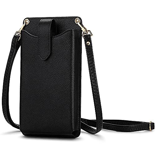 Lightweight Mini Crossbody Phone Purse for Women in A-Black Litchi