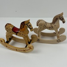 Vintage FRUTIGER HEIMARBEIT Handmade Wood Rocking Horses 6x5.5" 2
