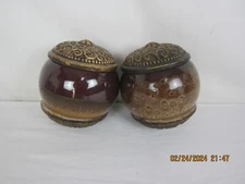 4" Decorative Brown Glass Sphere Balls Set Of 2