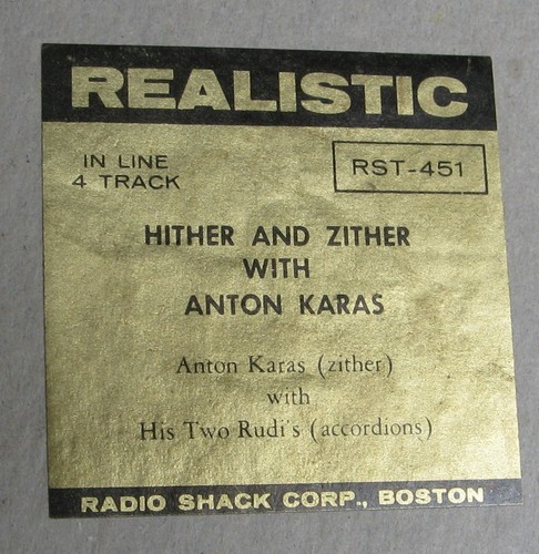Reel to Reel Tape HITHER AND ZITHER WITH ANTON KARAS Realistic RST-451 4-track - Picture 4 of 5