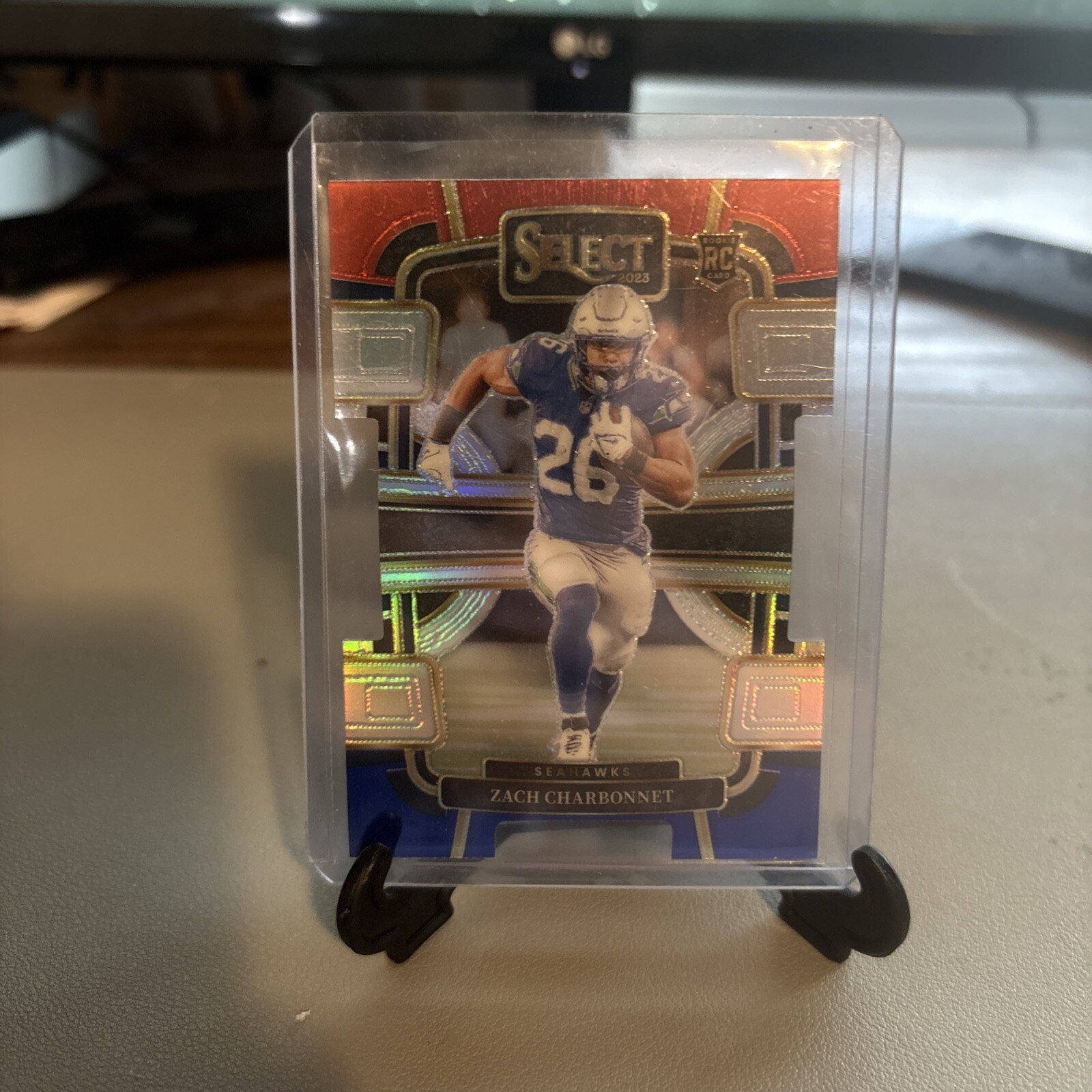 2023 Panini Select - Concourse Zach Charbonnet #86 Red & Blue Prizm Die-Cut (RC)