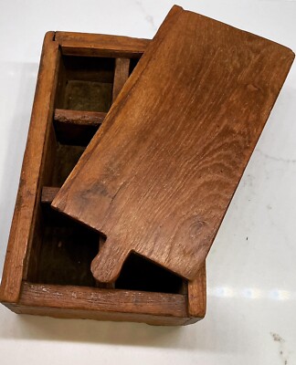 Antike Gewürzdose aus Holz 6 Fächer primitiver Baum rustikal Küche Aufbewahrung 