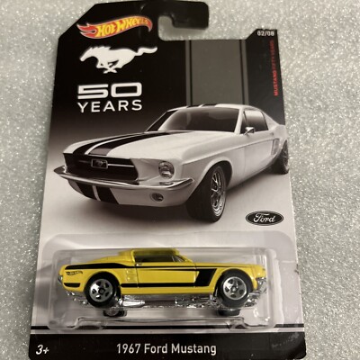 2013 Hot Wheels 50 Years 1967 Ford Mustang Yellow 2/8 New On Card