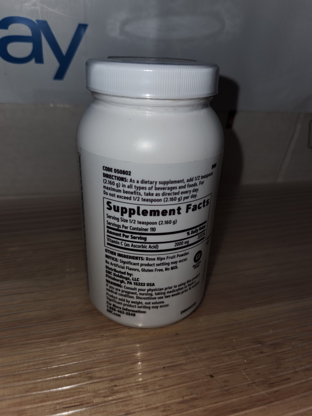 GNC Vitamin C Crystals With Rose Hips 2000 mg 8.4oz 110 Servings 2pk