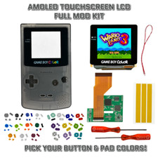 Nintendo Game Boy Color GBC AMOLED OLED Touchscreen LCD Full Mod Kit CLEAR BLACK
