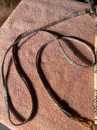 Beige/Brown/Gold PYTHON Snakeskin Clutch Bag Crossbody Purse Perfect Condition - Picture 14 of 15