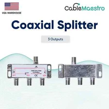 3 Way  Power Pass Coaxial Splitter TV 5-2300MHz Satellite RG6 RG59 Cable