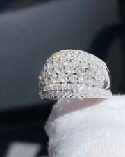 2.5Ct Round Lab Created Diamond 14k White Gold Plated Men's Wedding Cluster Ring