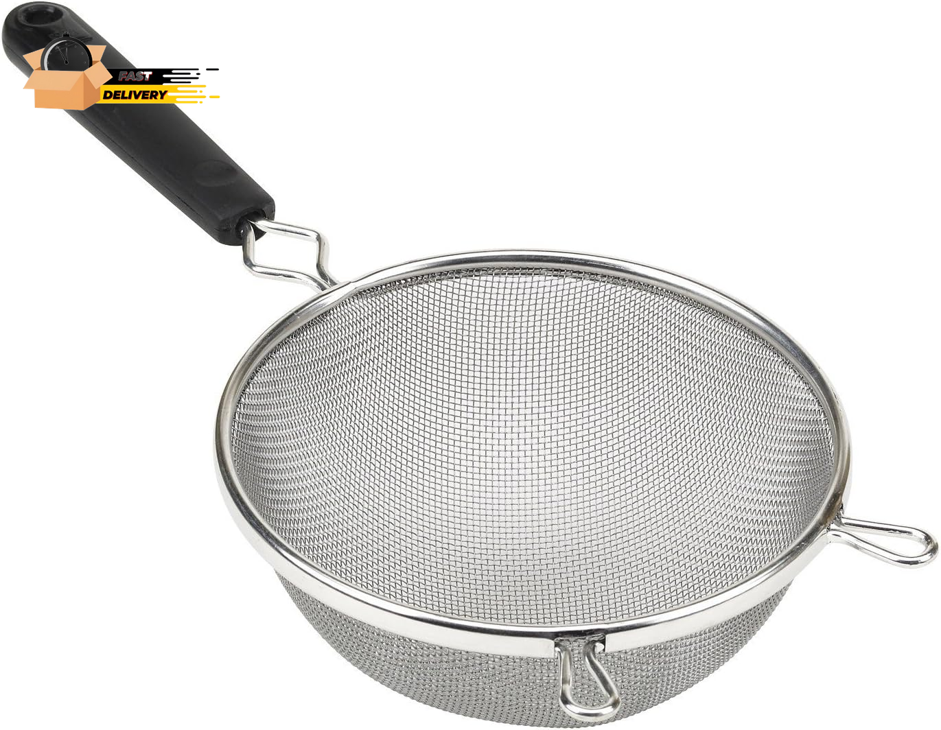 6-Inch Strainer Aluminum Mesh, Medium, Black & Silver