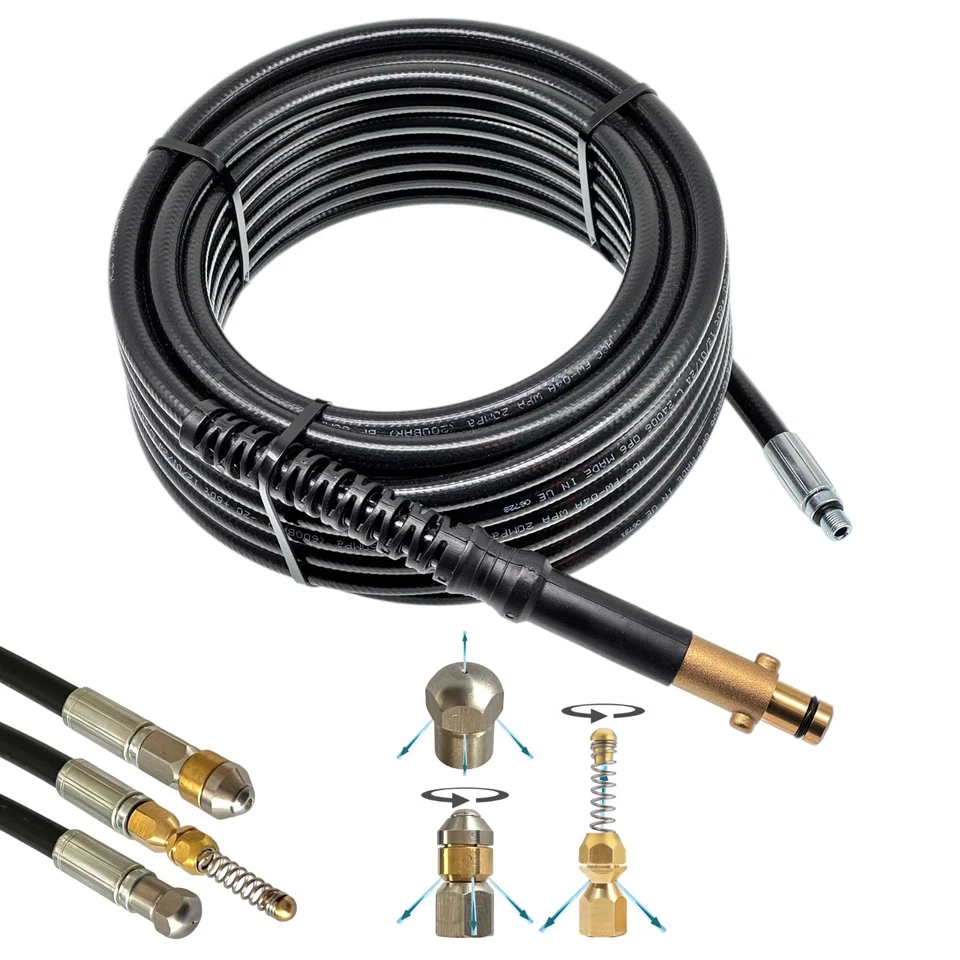 M&M SMARTEK® Rohrreinigungsschlauch für Nilfisk Alto Gerni Hochdruckreiniger 160 Bar + Düsen