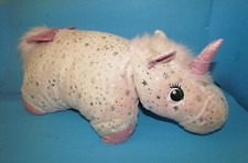 Pillow Pets Rare "Sparkly Pink Unicorn" Plush w/Star Pattern  Bow 16" L K