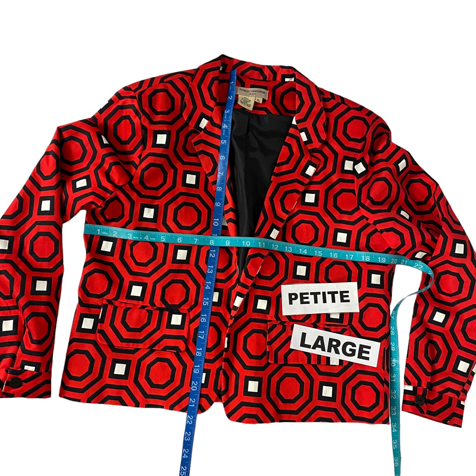 Patrick Christopher Womens Blazer PL Red Geometri… - image 3