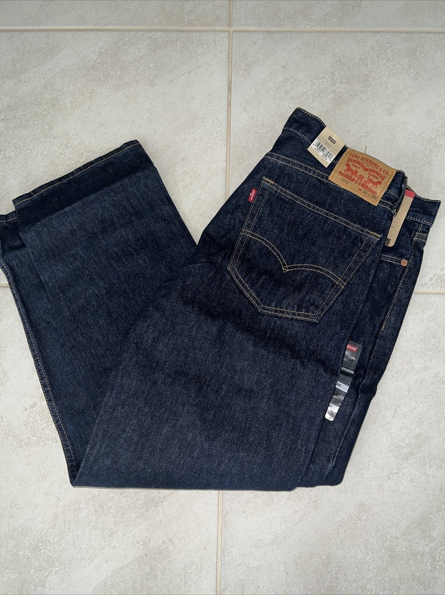 Levi's Men's 505 Regular Fit Non Stretch Jeans - Rinse, Dark Wash
