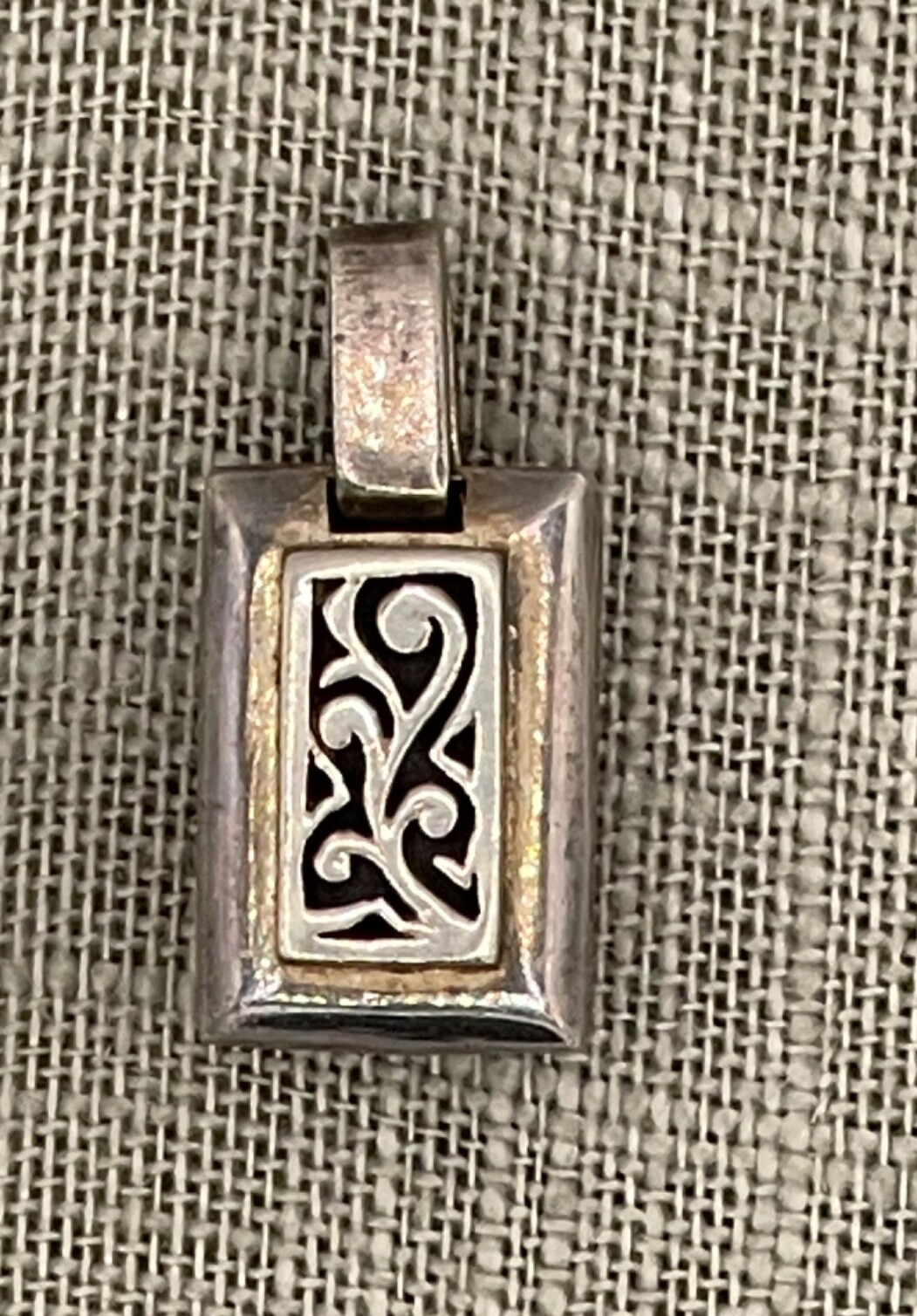 Rectangle Pendant Sterling Silver Untested Black … - image 2