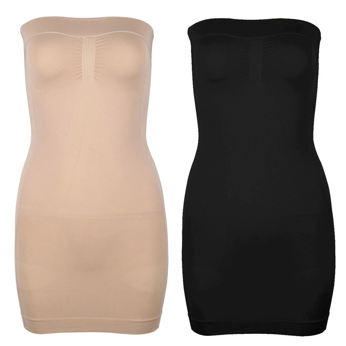 Women Strapless Control Slip Full Body Shaper Shapewear Mini Dress