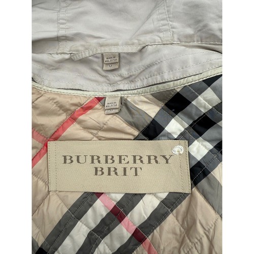 Burberry Brit Anorak Parka Jacke Kapuze Kordelzug Taille Mantel Größe M - Bild 12 von 21