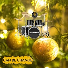Personalized Drum Ornament, Drum Set Christmas Ornament, Drummer Xmas Ornament