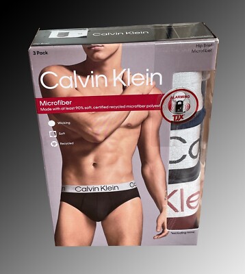Calvin Klein Microfiber Hip Brief 3 Pack Multi Color Men Size Medium MSRP $47.50
