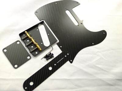 Carbon Fiber Tele Bridge Pickguard Control Plate Neck Plate Set Matt
