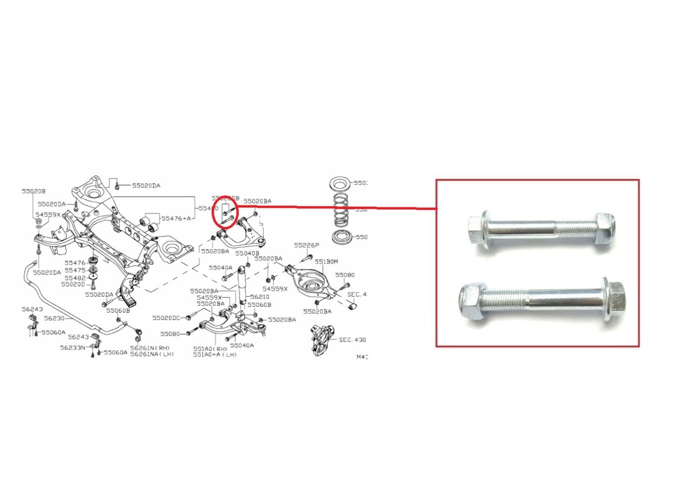 FOR NISSAN PATHFINDER R51 2.5DCI REAR UPPER CONTROL ARM BOLT KIT 2005+