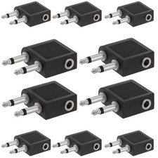 - 10 Pack Audio Airplane Adapter Dual 3.5mm Male to 3.5mm Female, Airline F...
