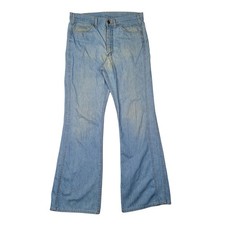VTG 70s Lee Set Sanforized Bell Bottom Jeans Flare USA 33x33 BROKEN Zip As Is