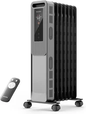 1500 WPELONIS 1500W Oil Filled Radiator Heater w/ Remote Timer ECO Mode Tip-Over