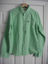 Abercrombie Fitch Button Up Shirt Men Medium Muscle Long Sleeve Green Color