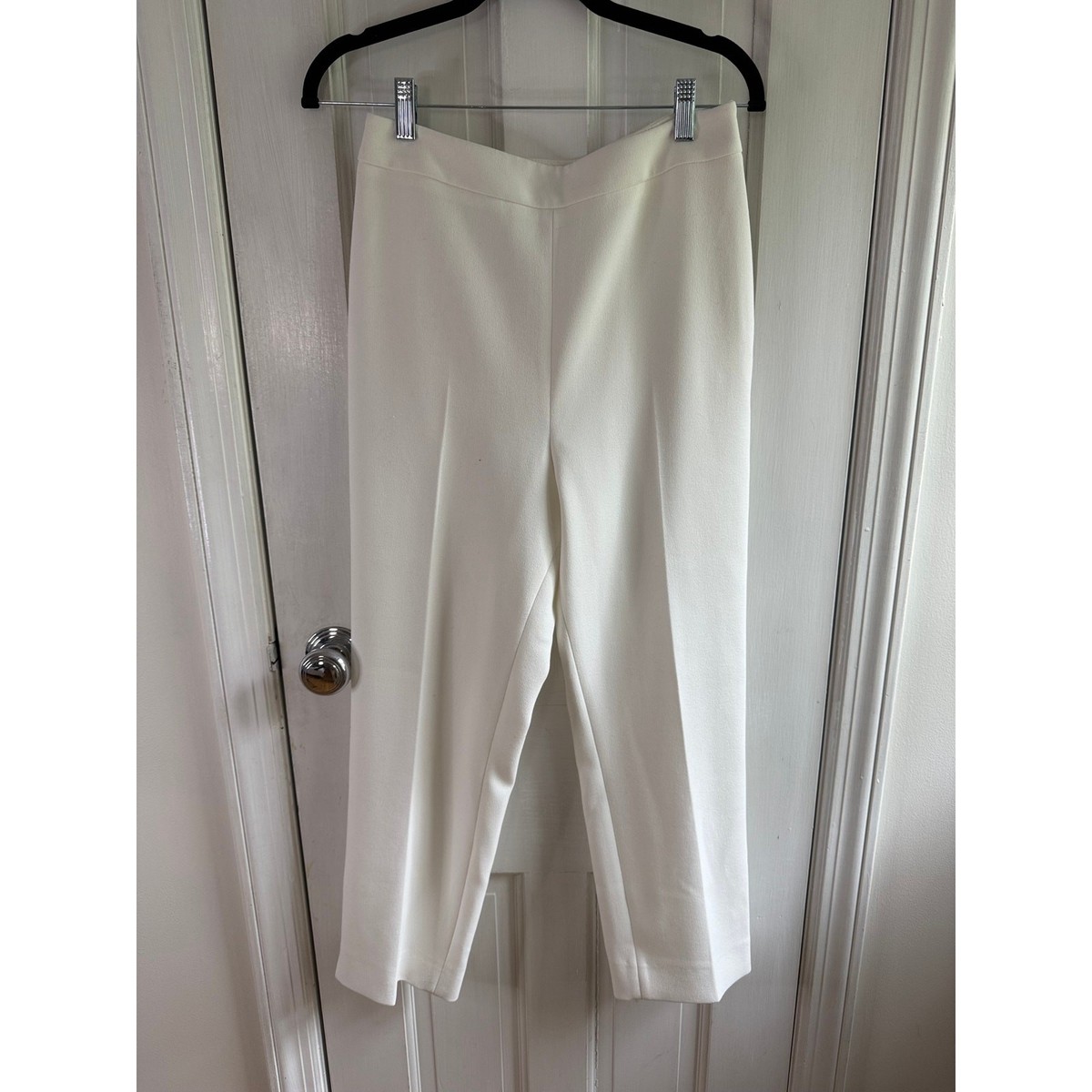 NWT L.K. Bennett Millie White Kick Flare Trousers Size 4 High Waist Crop
