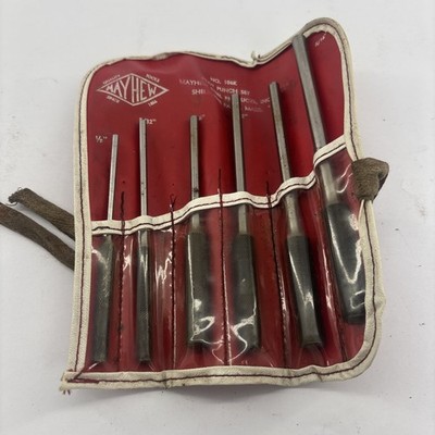 Vintage New Old Stock Mayhew Tools 6 Pc Roll Pin Punch Set 106-K