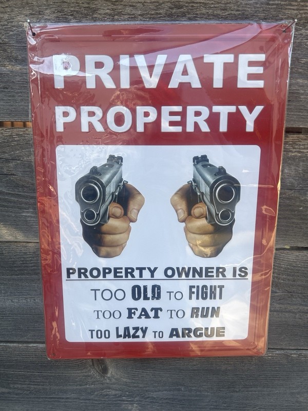 Funny Private Property Metal Sign 17x12 – Warning Humor Joke Garage Man Cave