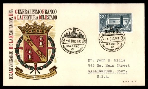Mayfairstamps Spain FDC 1956 20th anniversary of Francisco Franco to the head of