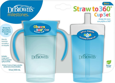Dr. Brown'S Milestones Straw to 360 Convertible Toddler Training Cup Set with In