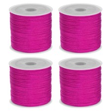4 Rolls Nylon String Cord 45 Yards 0.8mm Nylon Cord Beading, Rose Red