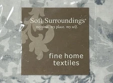 Soft Surroundings Pillow Sham Linen Blend Fontainebleau Euro Blue White Multi