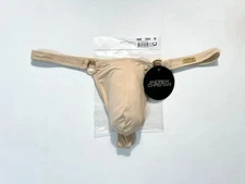 Andrew Christian  Size "X-Large"  Nylon/Polyamide Blend Ring T-Back Thong - Sand