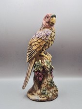 Vtg Majolica Style Ceramic Parrot Hand Painte...