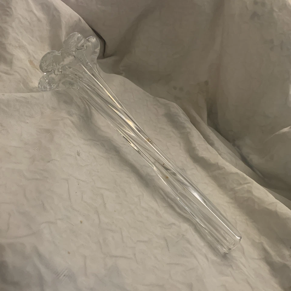 Jarrón vintage pesado de 16" de alto de vidrio transparente con una sola flor pie de elefante Foto 3 de 4