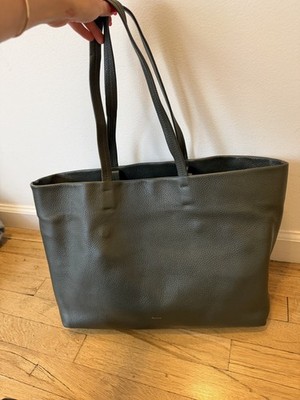 Cuyana Classic Leather Tote Bag Olive Green Pebbled Large Everyday