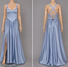 Show Me Your Mumu Abigail Maxi Dress Womens XS Steel Blue Luxe Satin Sweetheart